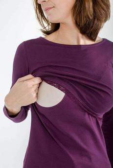 Organic Long Sleeves Breastfeeding Top in Plum via The Bshirt