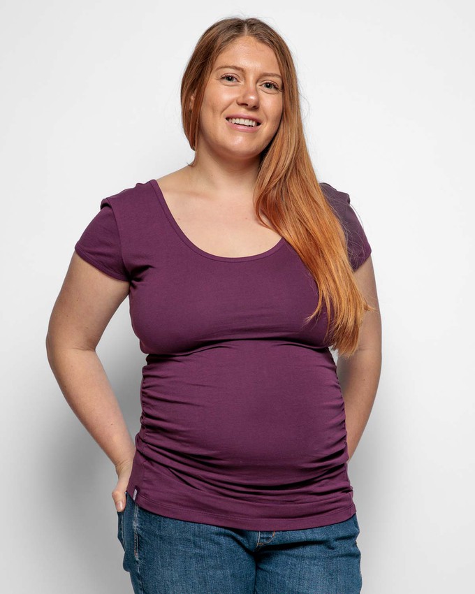 Maternity Tshirt Top in Plum Organic Cotton from The Bshirt