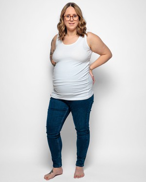 Maternity Vest Top in White Organic Cotton from The Bshirt