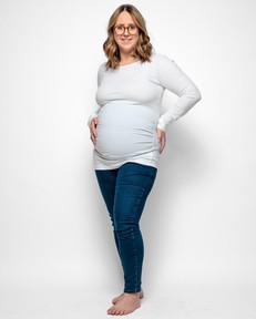 Maternity Long Sleeve Top in White Organic Cotton via The Bshirt