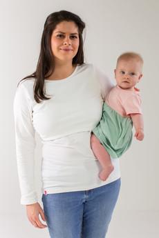 Organic Long Sleeves Breastfeeding Top in White from The Bshirt