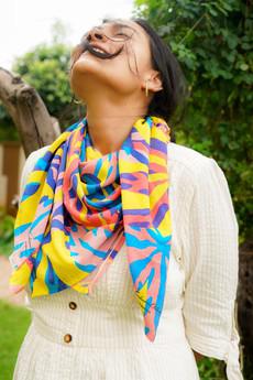 Tropical Bliss Scarf - Multi Color via The Cashmere Clothing