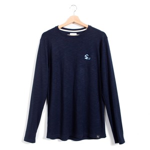 Long-sleeved T-shirt - recycled fabric - Japanese wave off Kanagawa - dark blue from The Driftwood Tales