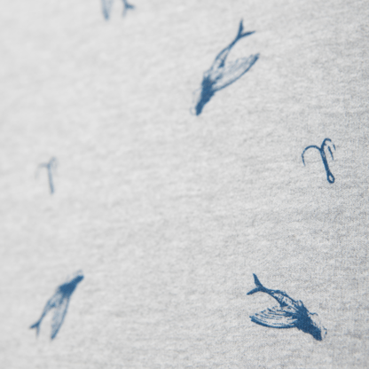 Sweatshirt - organic cotton - flying woman fish and hooks - Gray melange from The Driftwood Tales