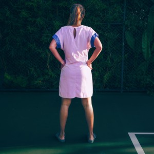 Dress - re-denim + pink cotton from The Driftwood Tales