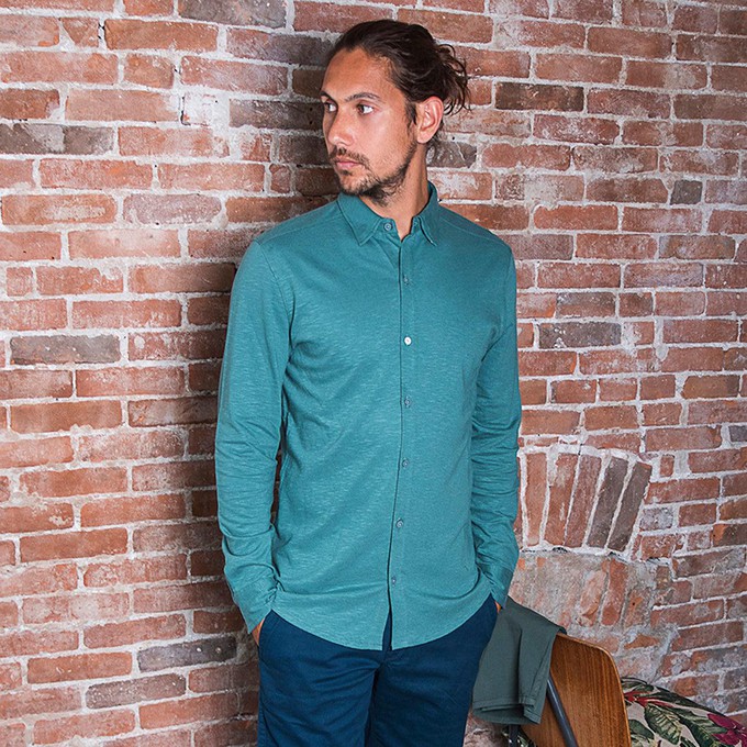 Shirt - Organic cotton - petrol - hidden button down from The Driftwood Tales