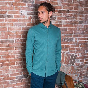 Shirt - Organic cotton - petrol - hidden button down from The Driftwood Tales