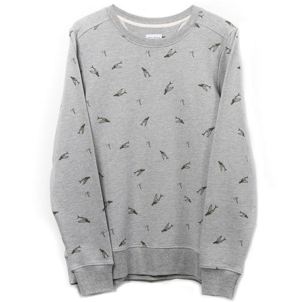 Sweatshirt - organic cotton - flying woman fish and hooks - Gray melange from The Driftwood Tales