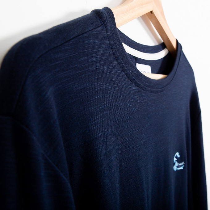 Long-sleeved T-shirt - recycled fabric - Japanese wave off Kanagawa - dark blue from The Driftwood Tales