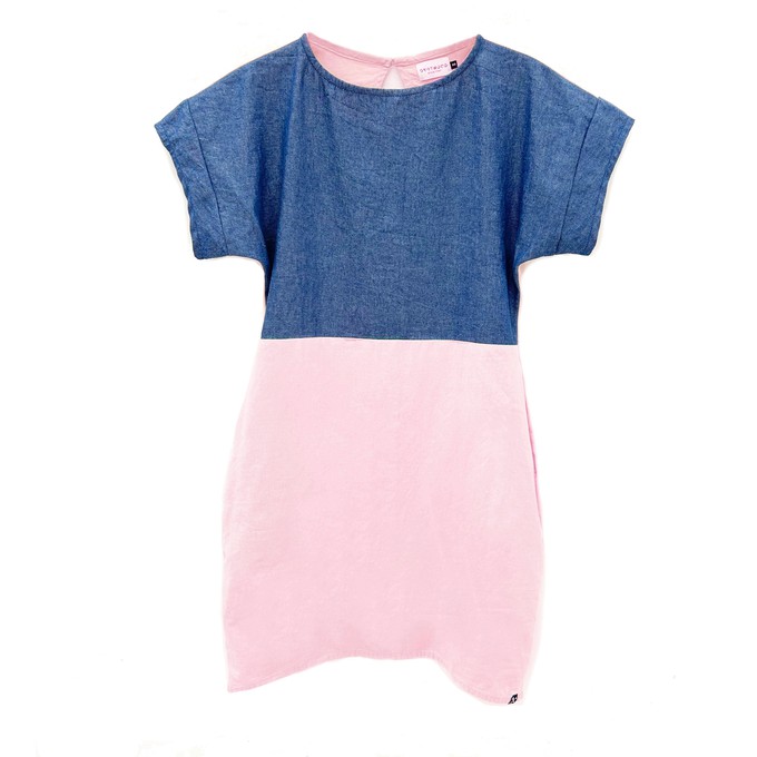 Dress - re-denim + pink cotton from The Driftwood Tales