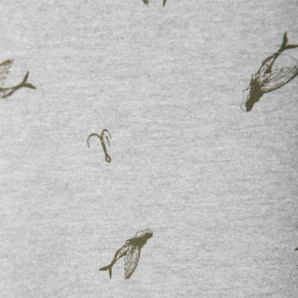 Sweatshirt - organic cotton - flying woman fish and hooks - Gray melange from The Driftwood Tales