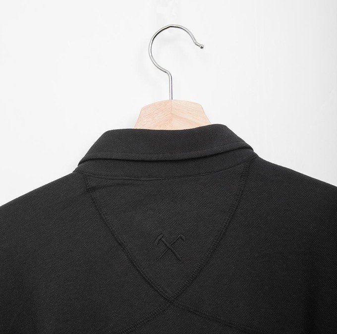 Shirt Piqué - Organic cotton + elastane - black - hidden button down from The Driftwood Tales
