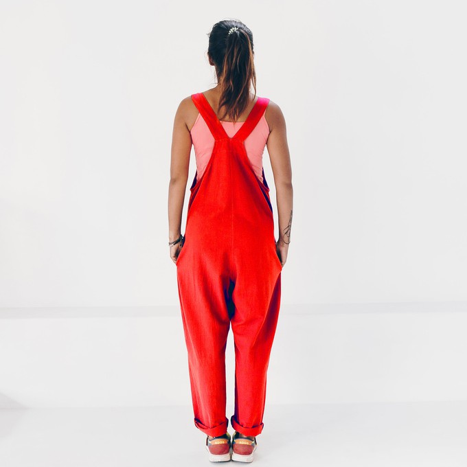 Trouser suit - upcycled 80% rayon and 20% linen - red from The Driftwood Tales