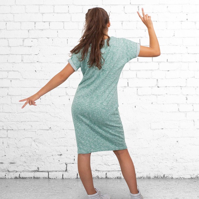 Dress - recycled cotton - green/white melange from The Driftwood Tales