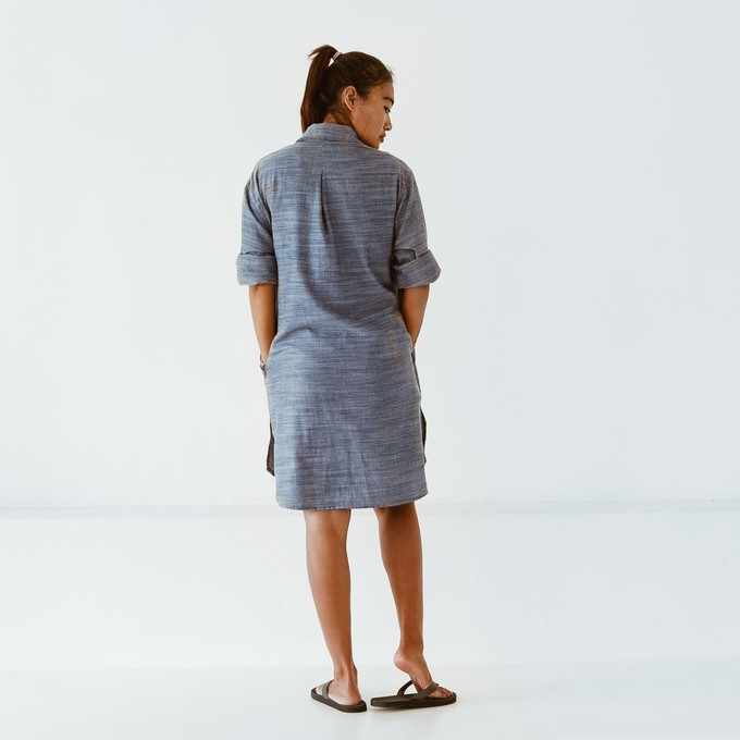 Blouse - dress - recycled viscose and linen - navy / white melangeº from The Driftwood Tales