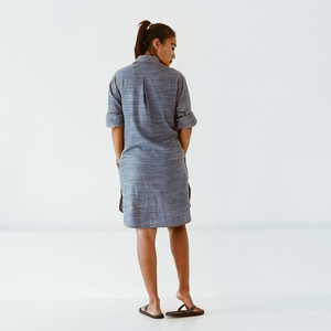 Blouse - dress - recycled viscose and linen - navy / white melangeº from The Driftwood Tales