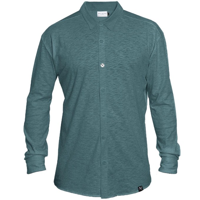 Shirt - Organic cotton - petrol - hidden button down from The Driftwood Tales