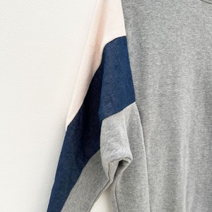 Sweatshirt - AMY - RE-DENIM-made from 4 different recycled fabrics-light pink, denim, gray from The Driftwood Tales