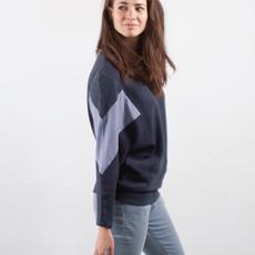 Sweatshirt - AMY - made from 4 different recycled fabrics: blue, blue, denim via The Driftwood Tales