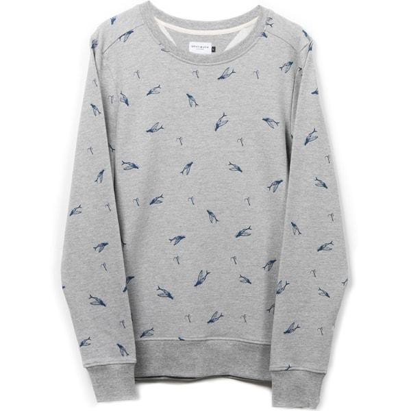 Sweatshirt - organic cotton - flying woman fish and hooks - Gray melange from The Driftwood Tales