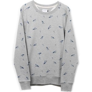 Sweatshirt - organic cotton - flying woman fish and hooks - Gray melange from The Driftwood Tales