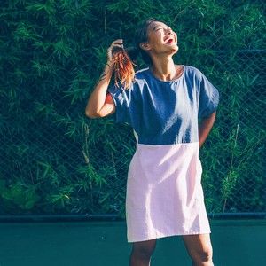 Dress - re-denim + pink cotton from The Driftwood Tales