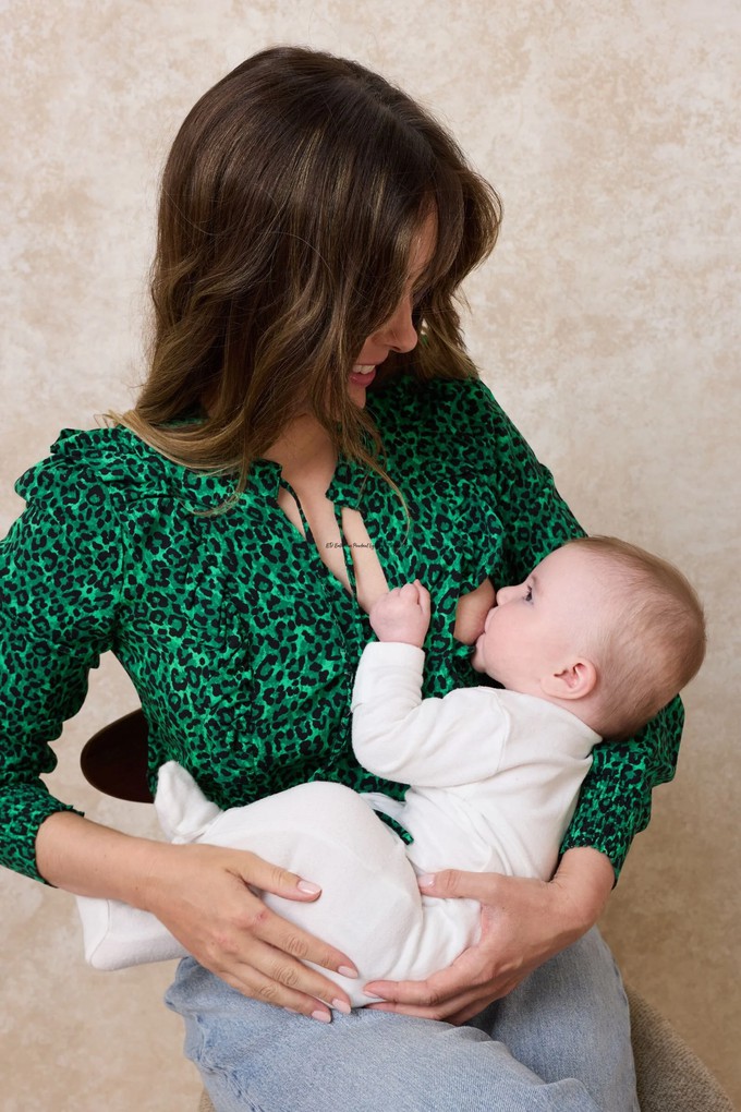 Orna Frill Nursing Shirt | Green from Tilbea London