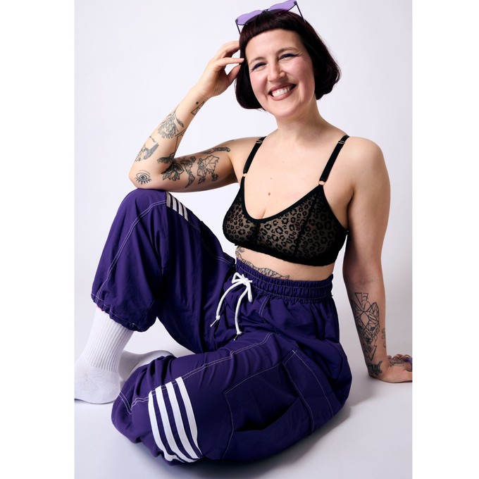 Leopard Print Mesh Soda Bralette (Black) from TIZZ & TONIC