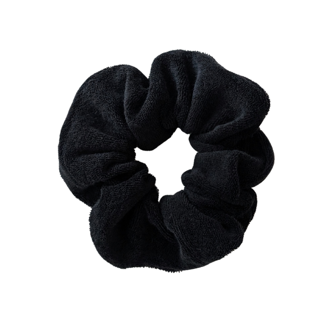 Black Fuzzy Velour Scrunchie from TIZZ & TONIC