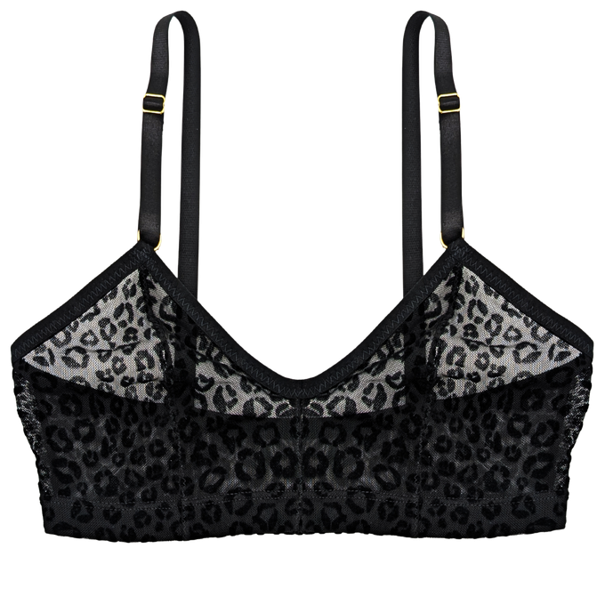 Leopard Print Mesh Soda Bralette (Black) from TIZZ & TONIC