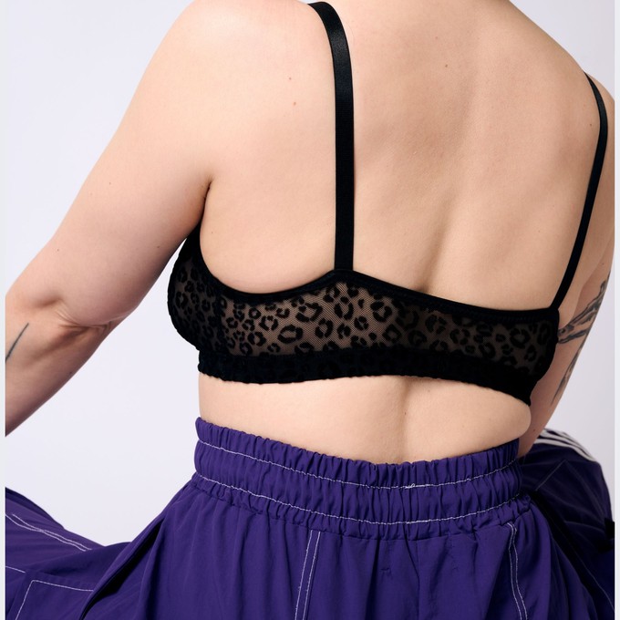 Leopard Print Mesh Soda Bralette (Black) from TIZZ & TONIC