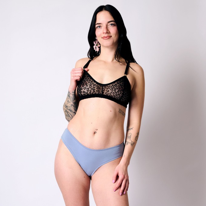 Leopard Print Mesh Soda Bralette (Black) from TIZZ & TONIC