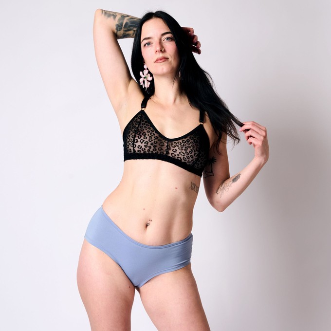 Leopard Print Mesh Soda Bralette (Black) from TIZZ & TONIC