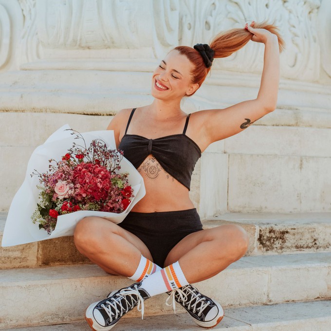 Black Fuzzy Velour Scrunchie from TIZZ & TONIC