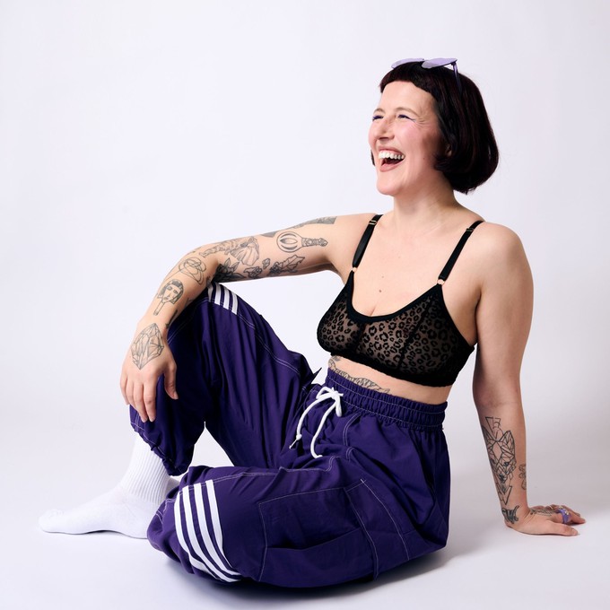 Leopard Print Mesh Soda Bralette (Black) from TIZZ & TONIC