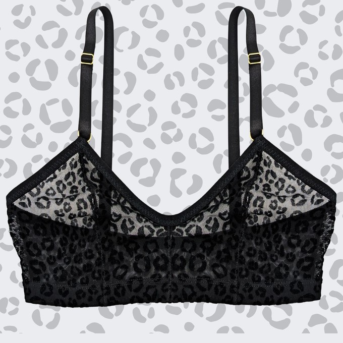 Leopard Print Mesh Soda Bralette (Black) from TIZZ & TONIC