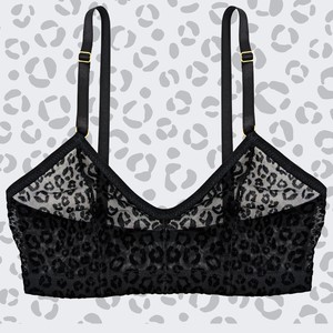 Leopard Print Mesh Soda Bralette (Black) from TIZZ & TONIC
