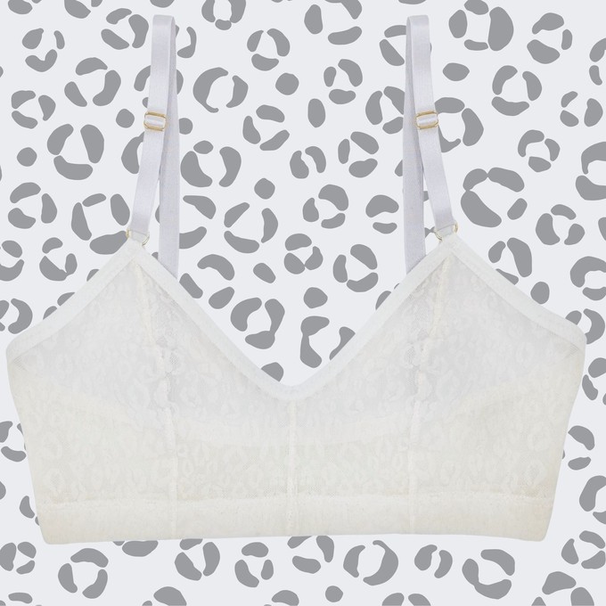 Leopard Print Mesh Soda Bralette (White) from TIZZ & TONIC