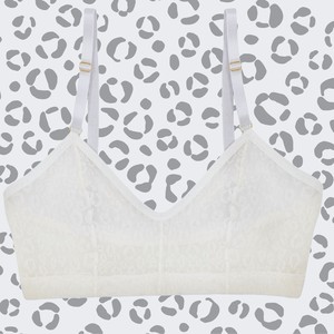 Leopard Print Mesh Soda Bralette (White) from TIZZ & TONIC