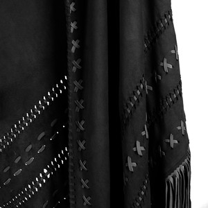 Nadine extra large suede fringe wrap - black from Treasures-Design