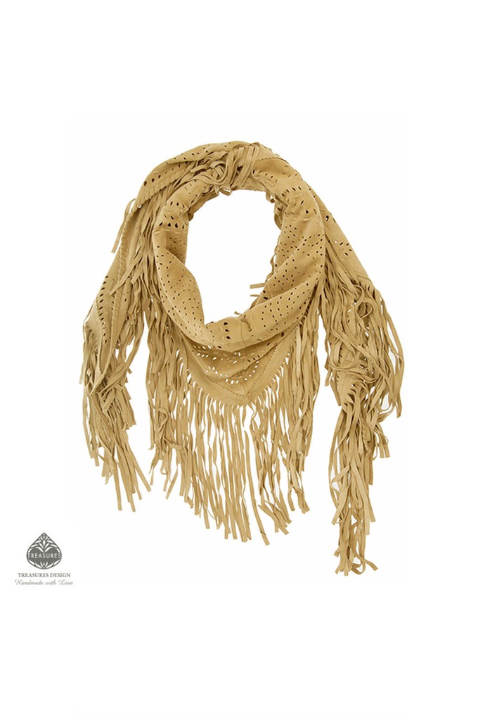 LEA - LARGE FRINGE WRAP - WARM HONEY YELLOW from Treasures-Design