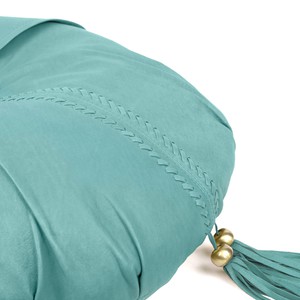 Goa - Sea Green luxury leather shoulder bag with bronze beads and tassels from Treasures-Design