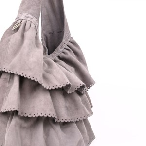 Faiga - grey suede layered frills bag from Treasures-Design