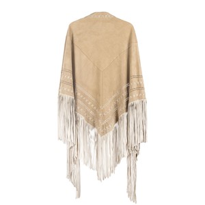 Nadine extra large suede fringe wrap - beige from Treasures-Design