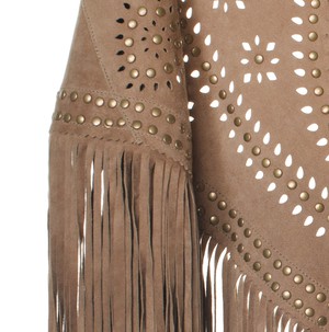 Alya -  tan fringe suede Shawl with studs from Treasures-Design