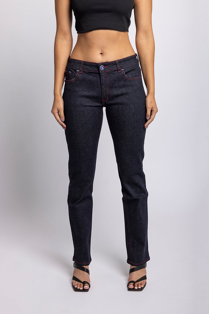 Tioke Low Rise Organic Red Stitch Jean from TRi COLOUR FEDERATiON