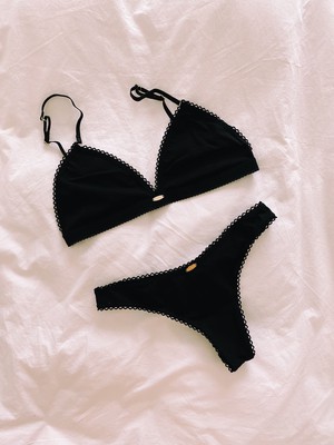 Black Bamboo Triangle Bralette from Troo