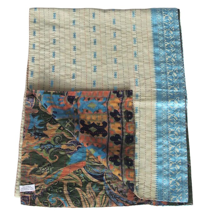 Silk sari kantha scarf | janga from Tulsi Crafts