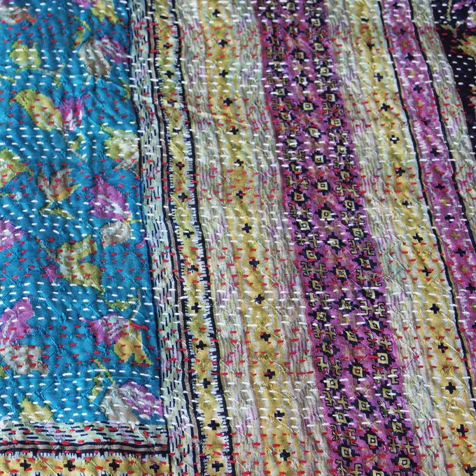Silk sari kantha scarf big | kalina from Tulsi Crafts