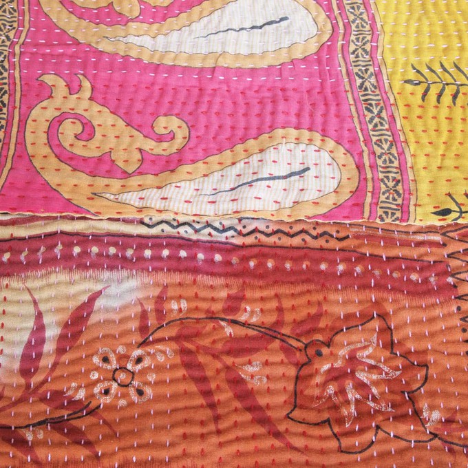 Cotton sari kantha blanket big | paya from Tulsi Crafts